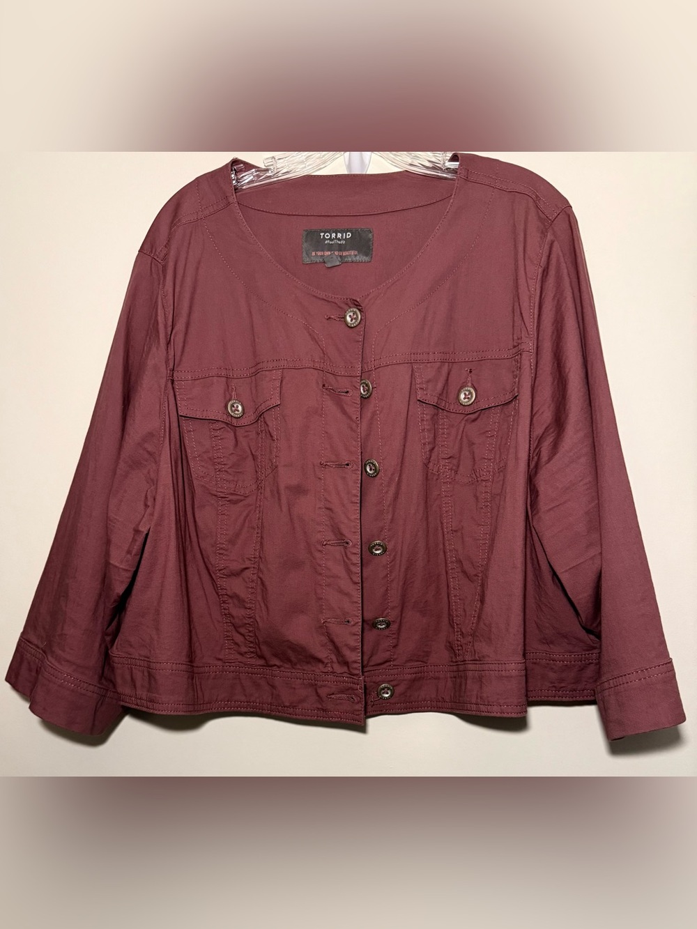 EUC - Torrid Maroon Button-Front Cropped Jacket Size 4